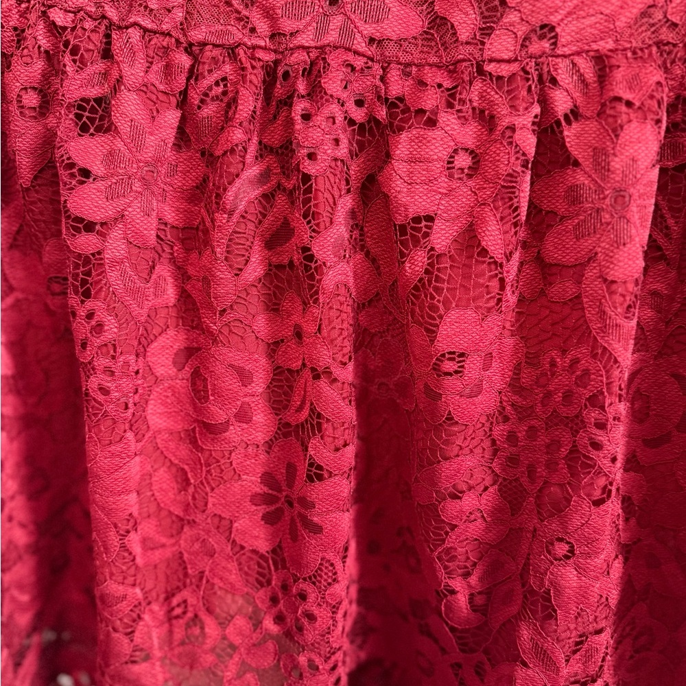 Torrid Red Lace Floral Blouse - Picture 6 of 9